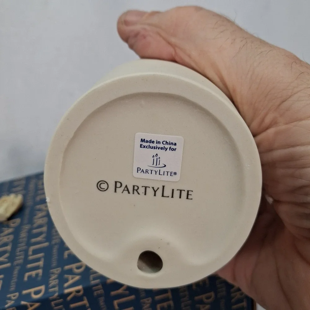 PartyLite Serenity Tealight Holder P9629 Cream Iridescent Angel NEW
